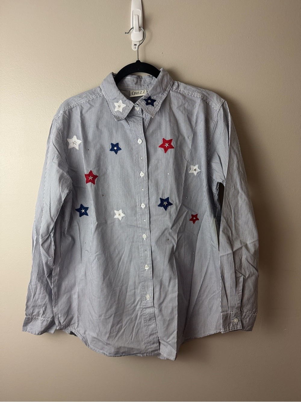 Quizz Again Vintage Patriotic 4th of July Star Button Down Shirt NWT Medium